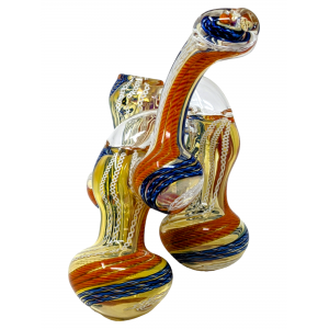 6" Silver Fumed Twisted Rope Triple Chamber Bubbler Hand Pipe - [STJ110]